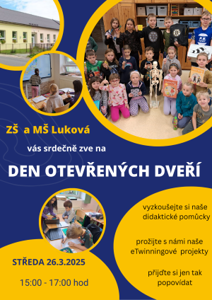 Den otevřených dveří - středa 26.3.2025 od 15:00 do 17:00 hod
